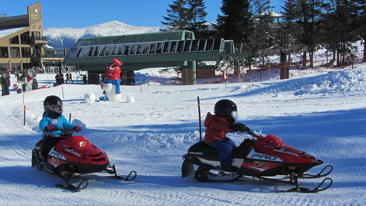 Kids snowmobile park at Mount Washington 