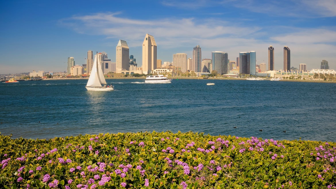 San Diego skyline in the spring