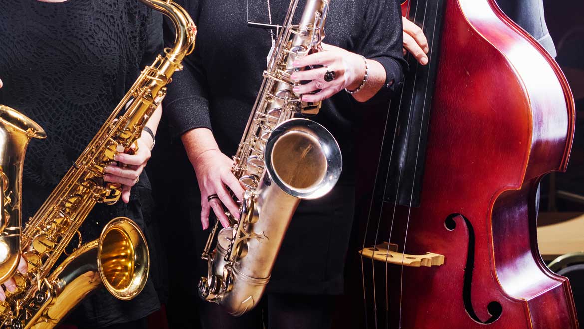 Jazz band playing instruments.