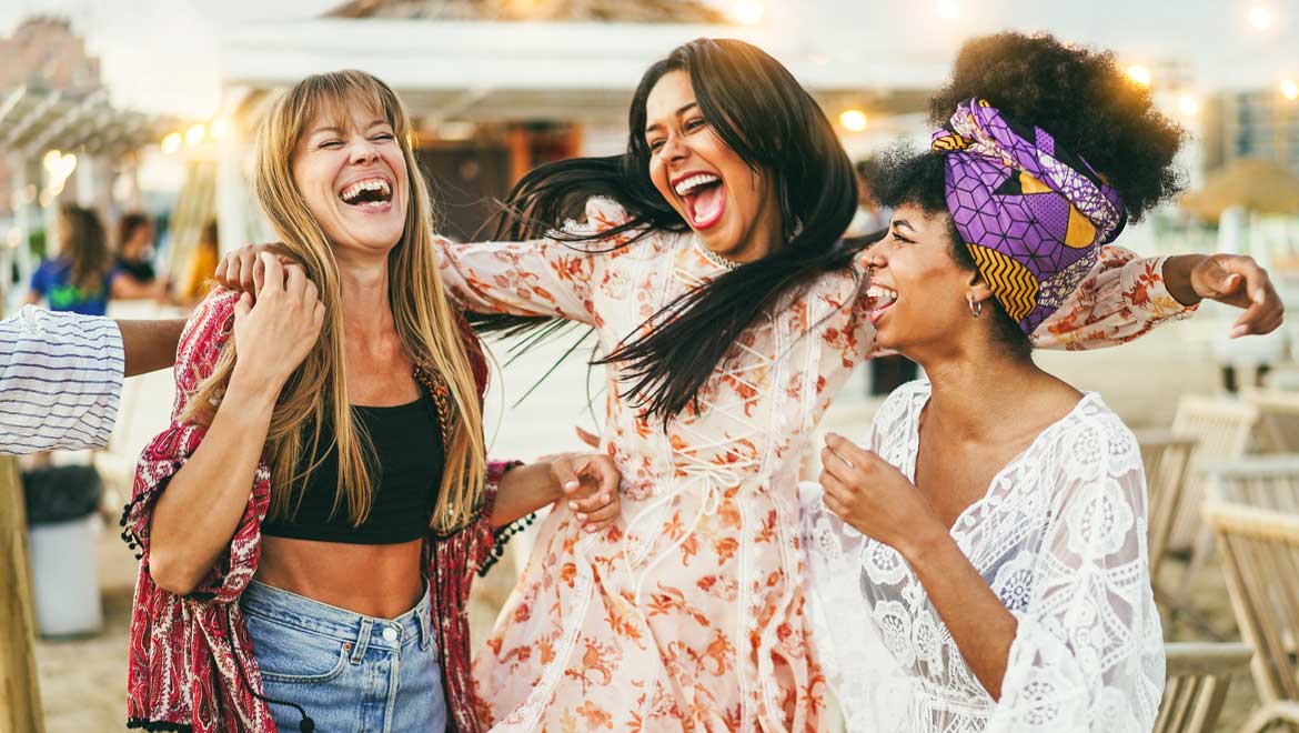 Ladies having fun at a festival