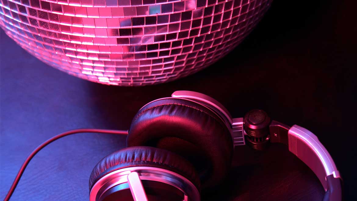 Headphones and disco ball
