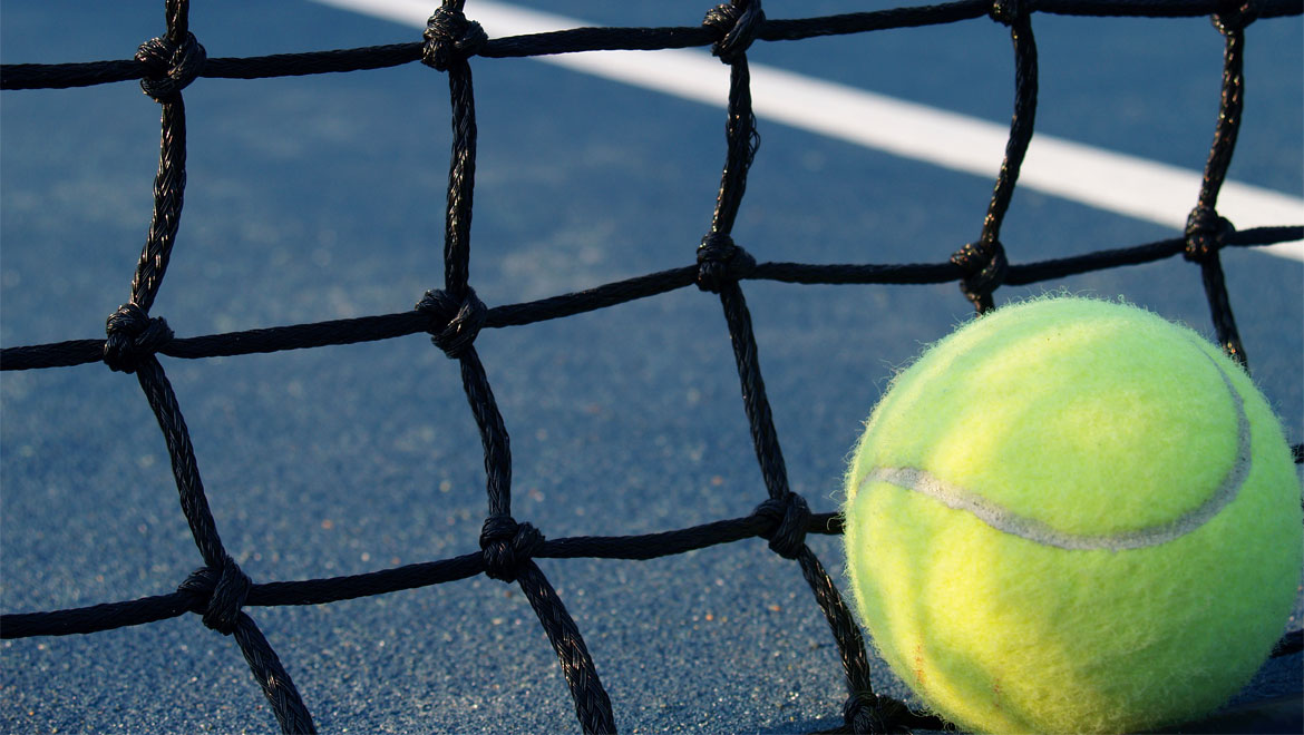 Tennisball in net