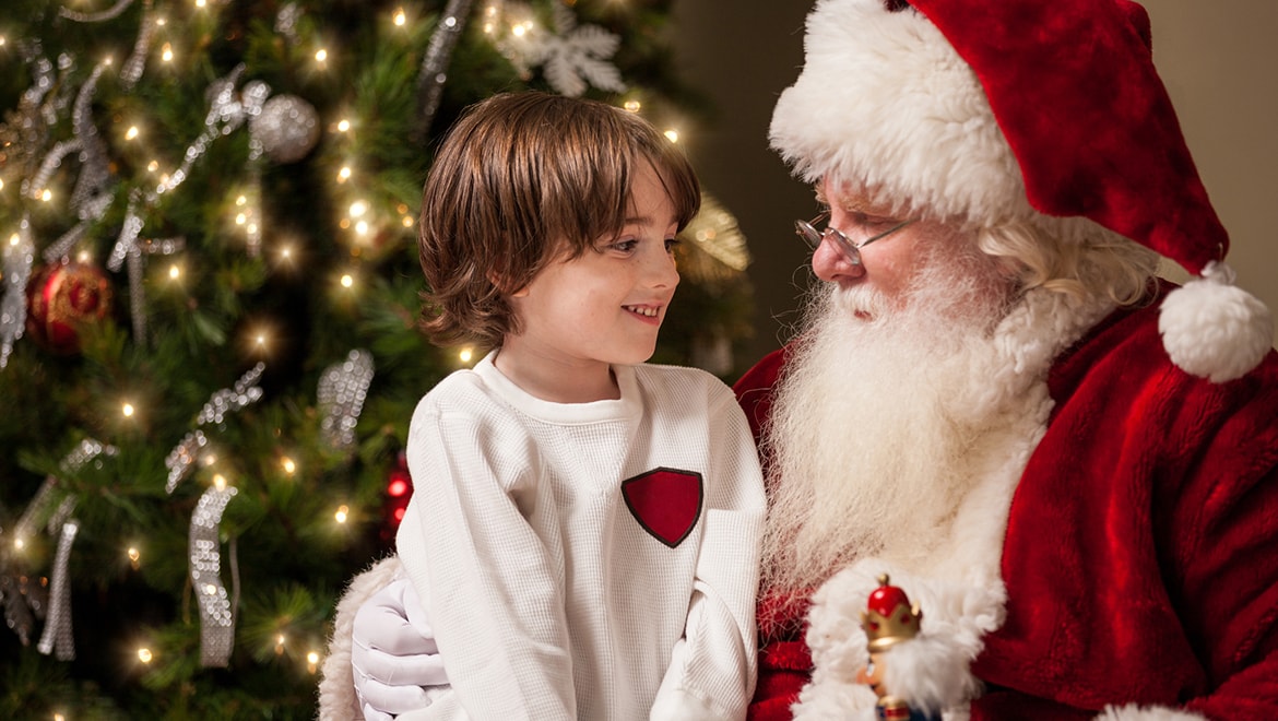 Santa talking to a child