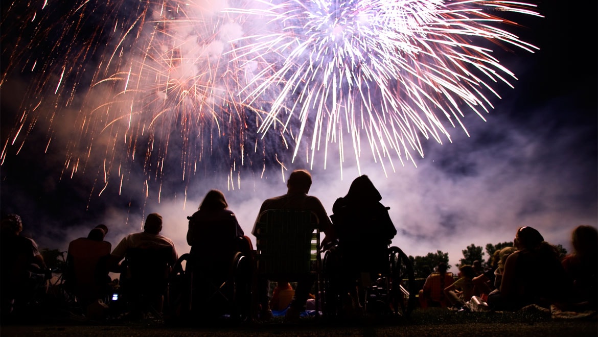 People watching fireworks