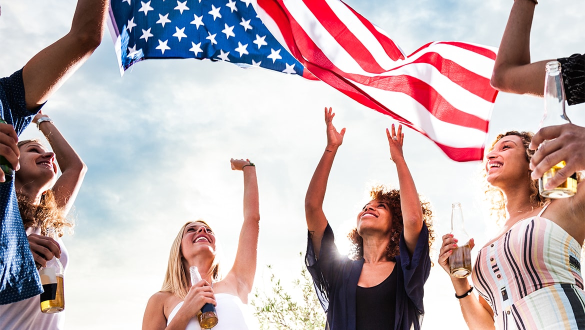 Friends celebrating Fourth of July