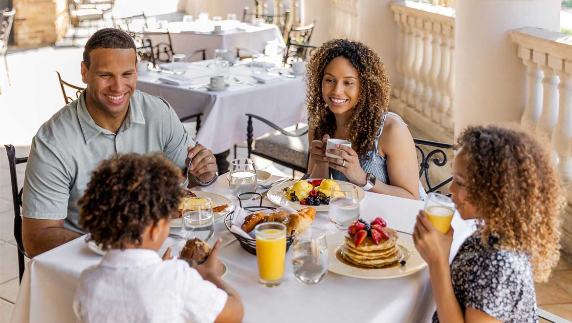 Family eating breakfast