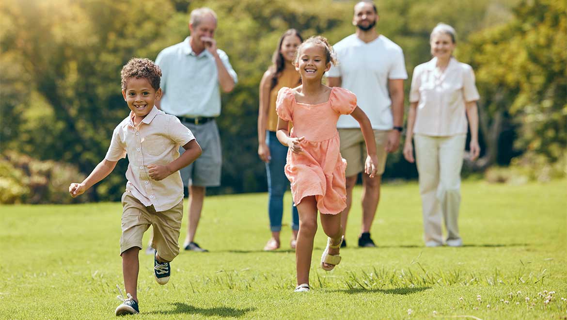 Two kids running