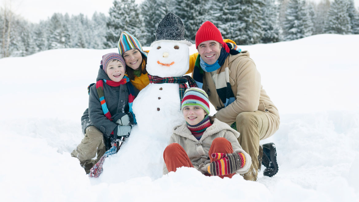 Family with snowman