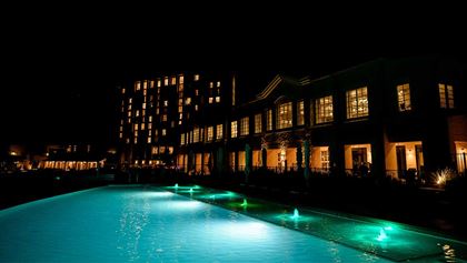 Hotel pool at night