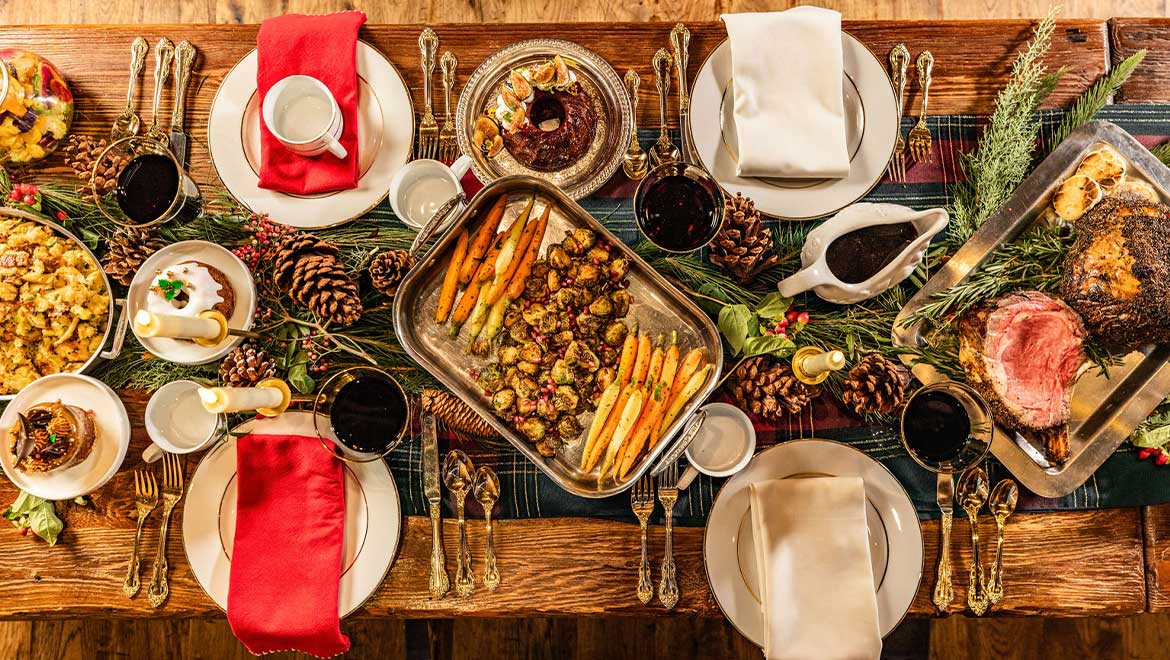 Thanksgiving dinner spread