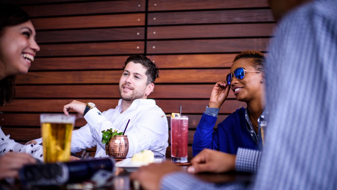 Guests having drinks together.