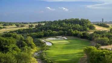 Ariel photograph of golf course green