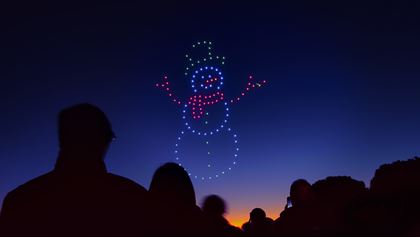 drone lights snowman