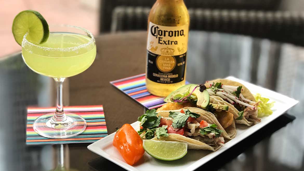 Tacos, beer and margarita