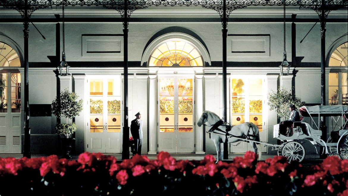 Horse carriage at the entrance of Omni Royal Orleans