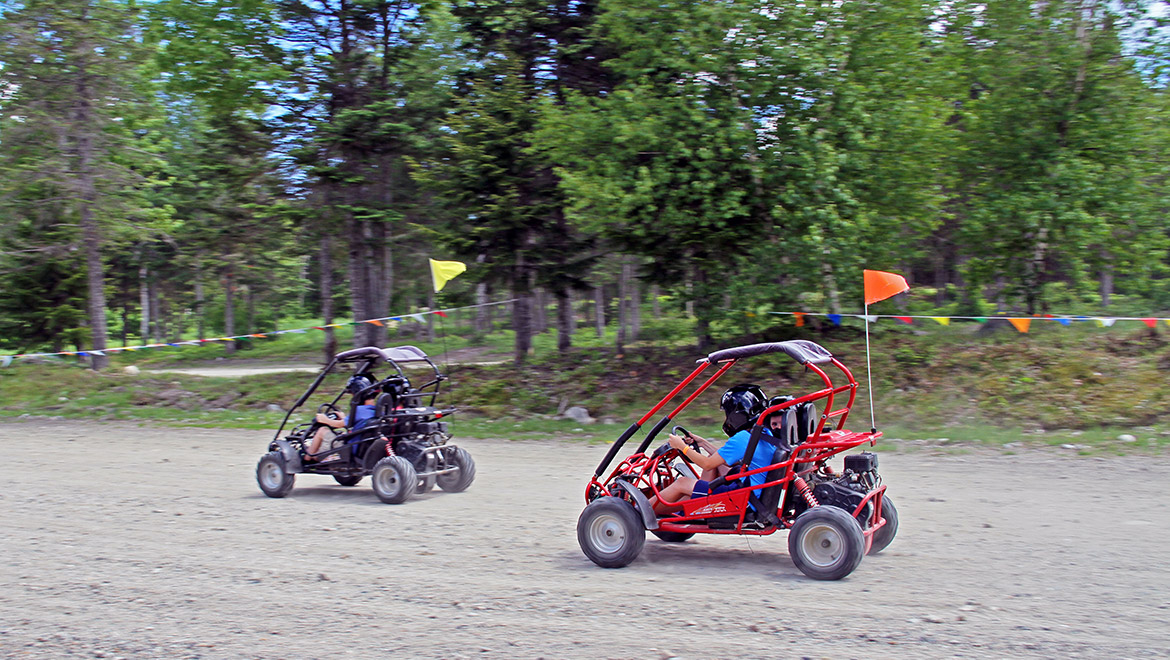 Kids racing go-karts