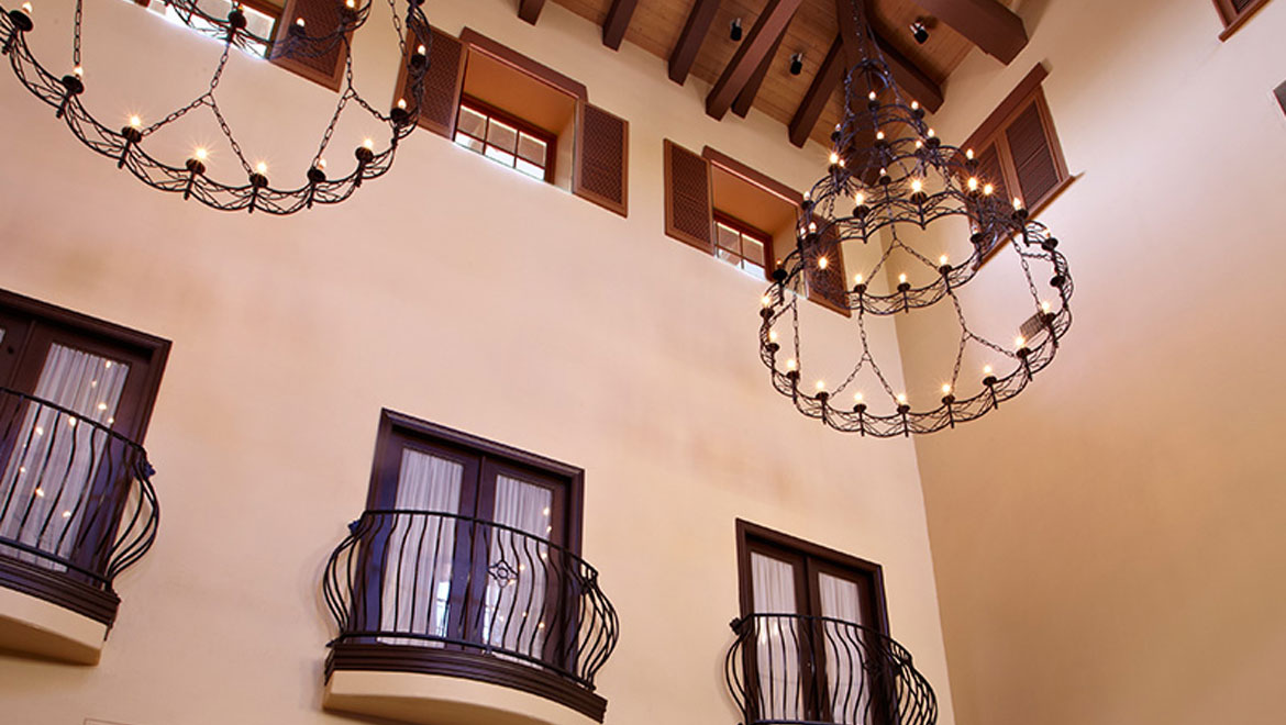 Balcony in the lobby at Omni Rancho 