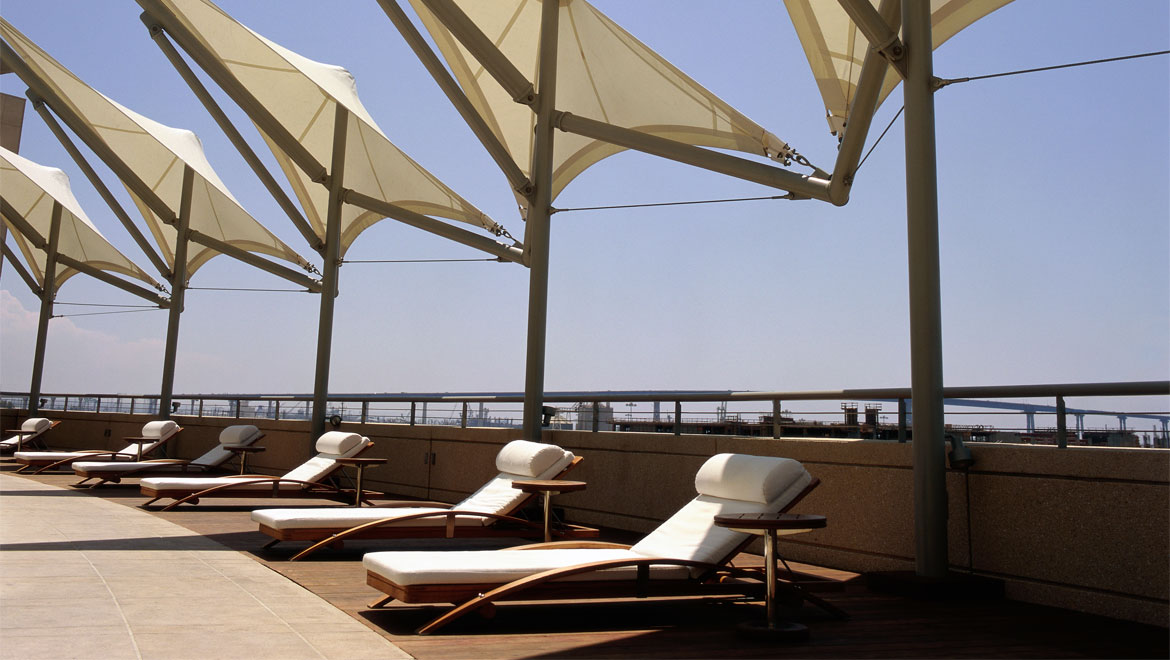 San Diego Hotel sail terrace umbrellas 