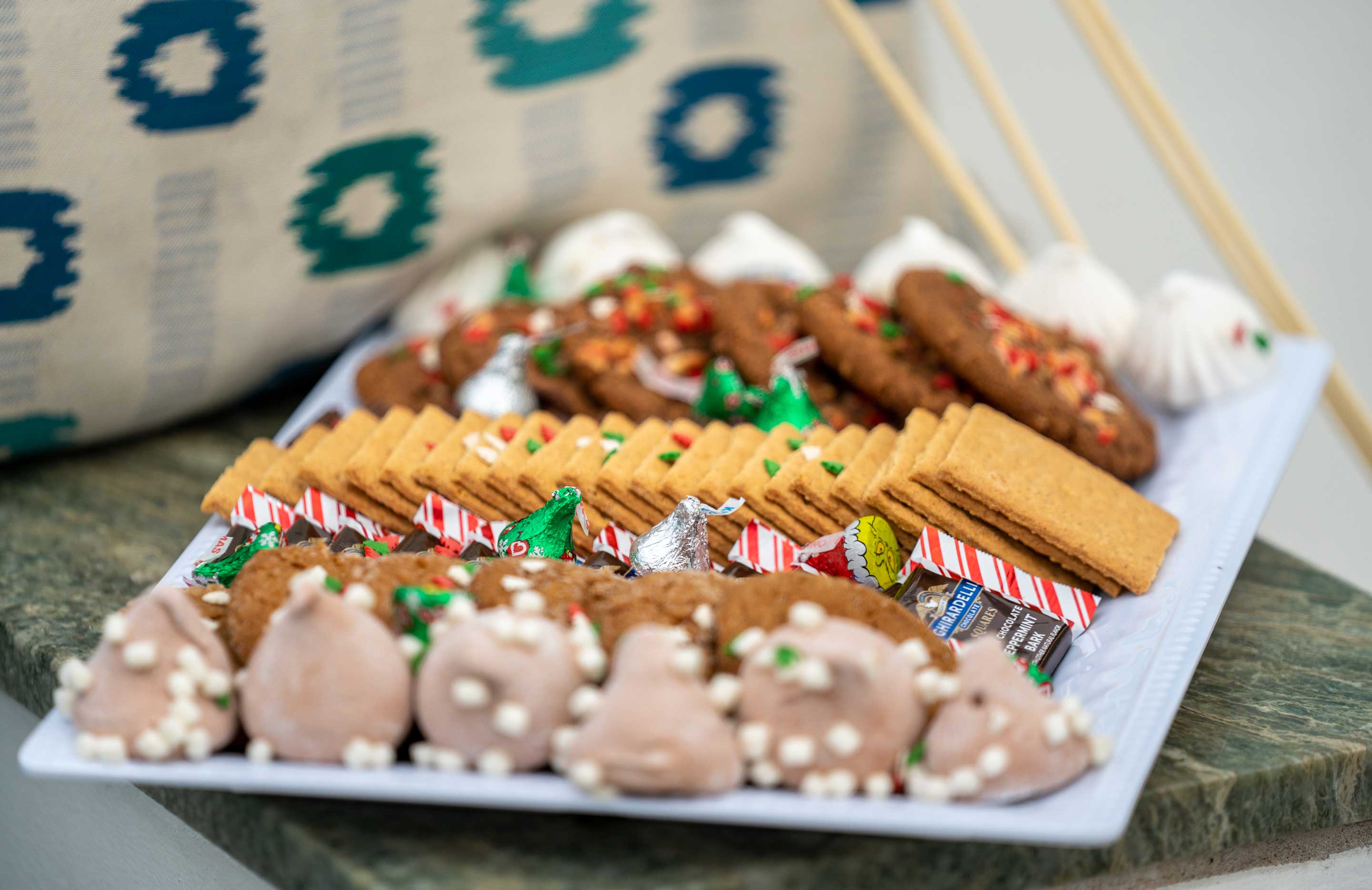 Plate of Christmas chocolates for smores