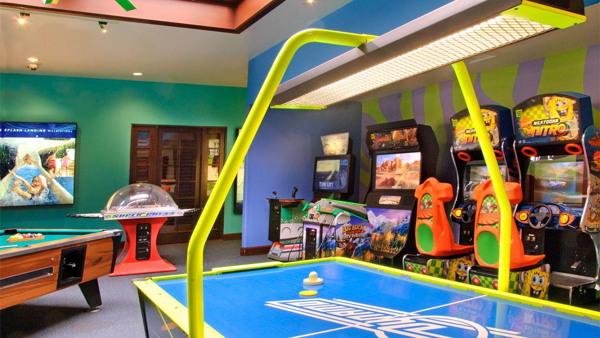La Costa game room with air hockey table 