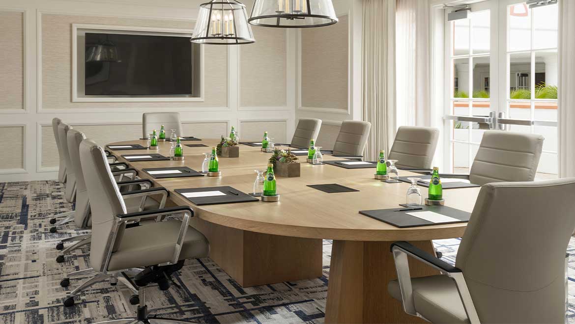 Executive meeting space with long table