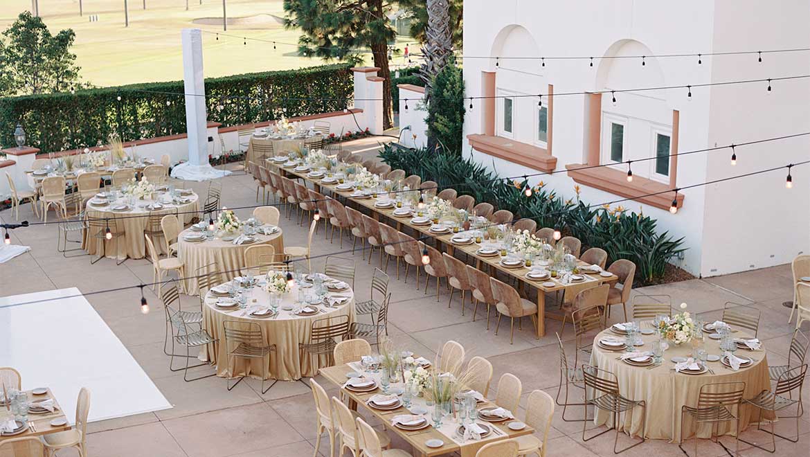 Terrace with wedding reception set up
