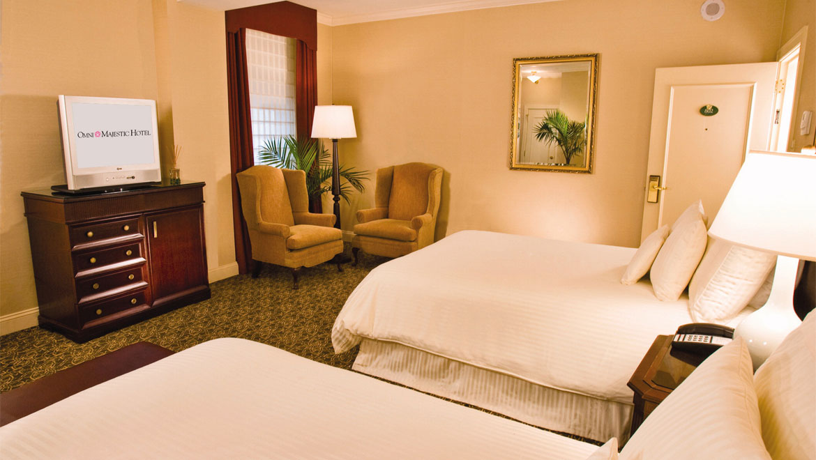 Double queen bed guest rooms in St. Louis Omni Majestic Hotel 